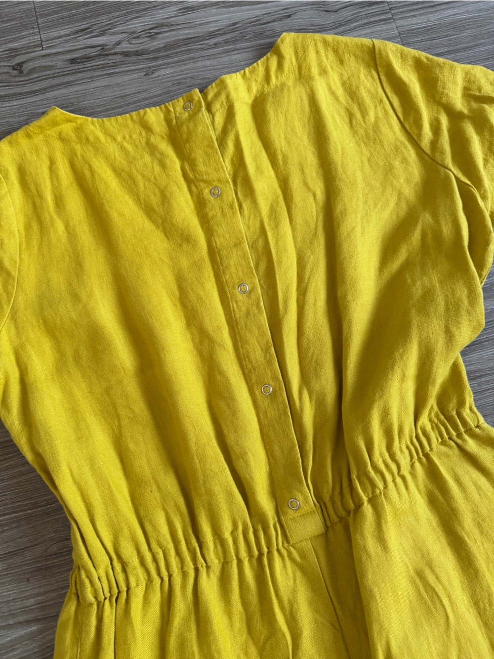 Not Perfect Linen • Barcelona Jumpsuit • Greenish Mustard • Size Medium/Large - Picture 6 of 10